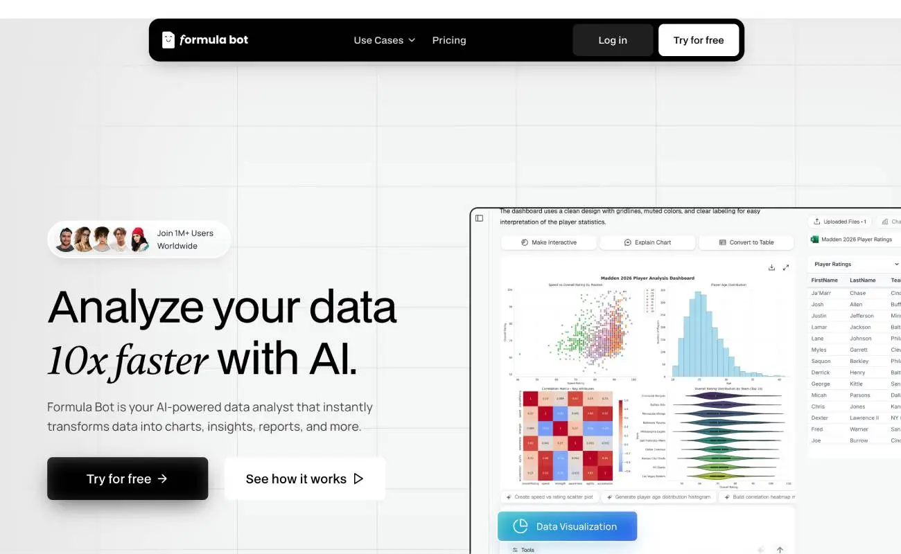 FormulaBot spreadsheet AI